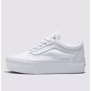 Women’s White Platform Vans Size 8